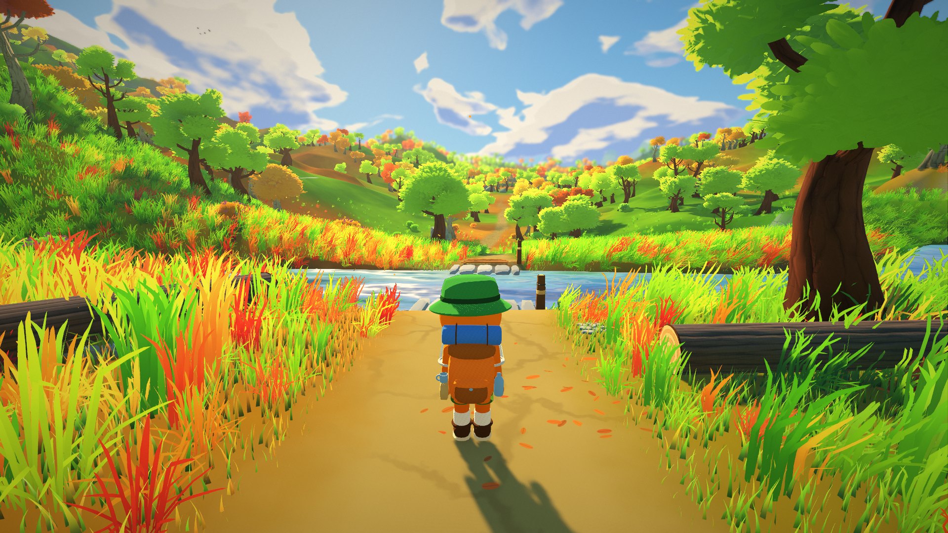 Your scout at a river where only the stumps of a bridge are left